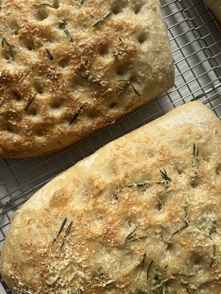 Focaccia Sourdough Bread Garlic + Parmigiano Reggiano Cheese